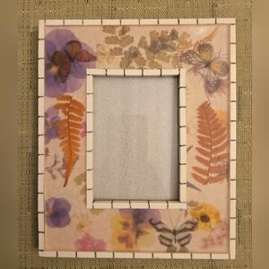 Secret Garden Frame 8.5‎ x 7" Resin Flower Butterflies Tile 5x3" Inset EUC Table